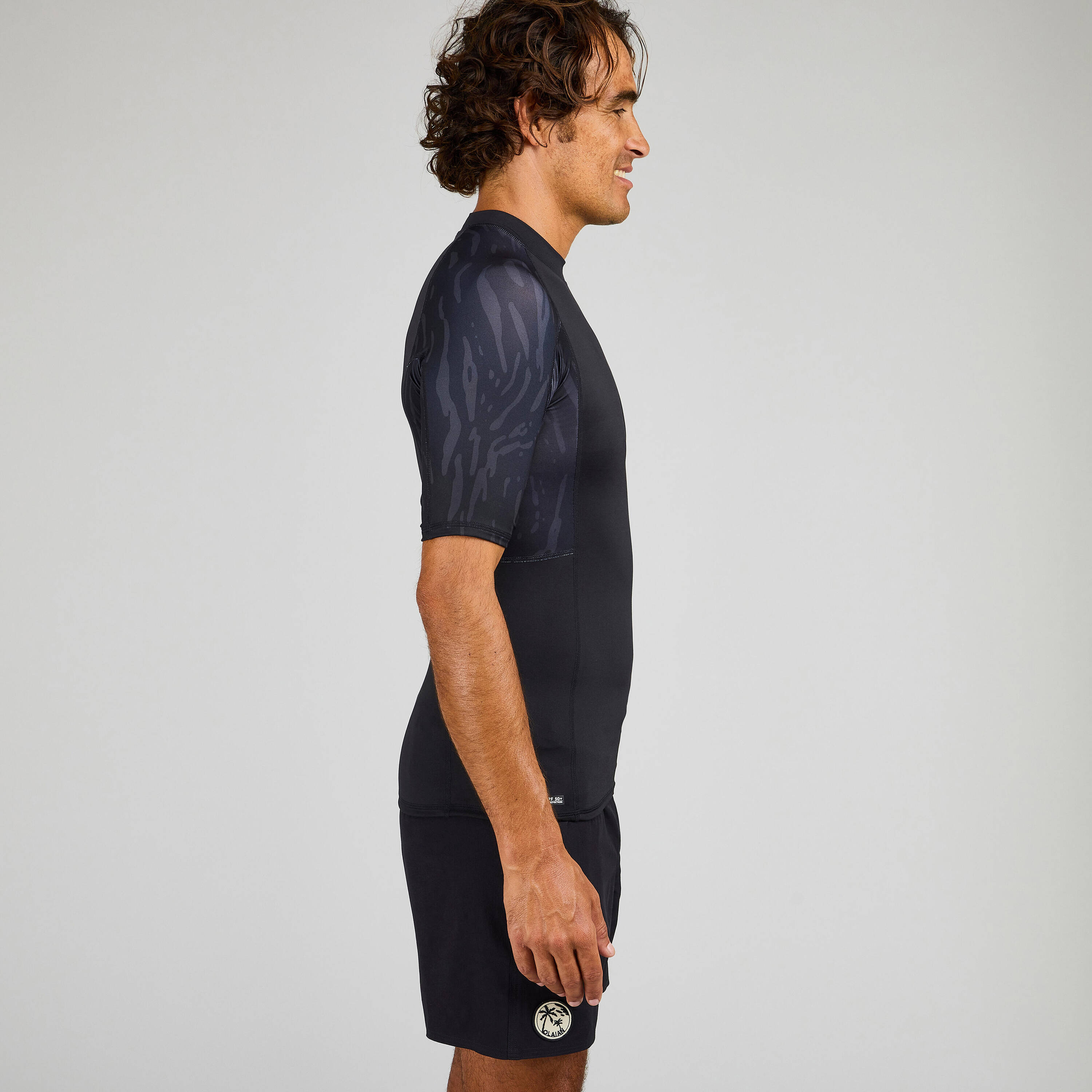 Men Surfing T-Shirt UV Protection Top- 500 Black -  5