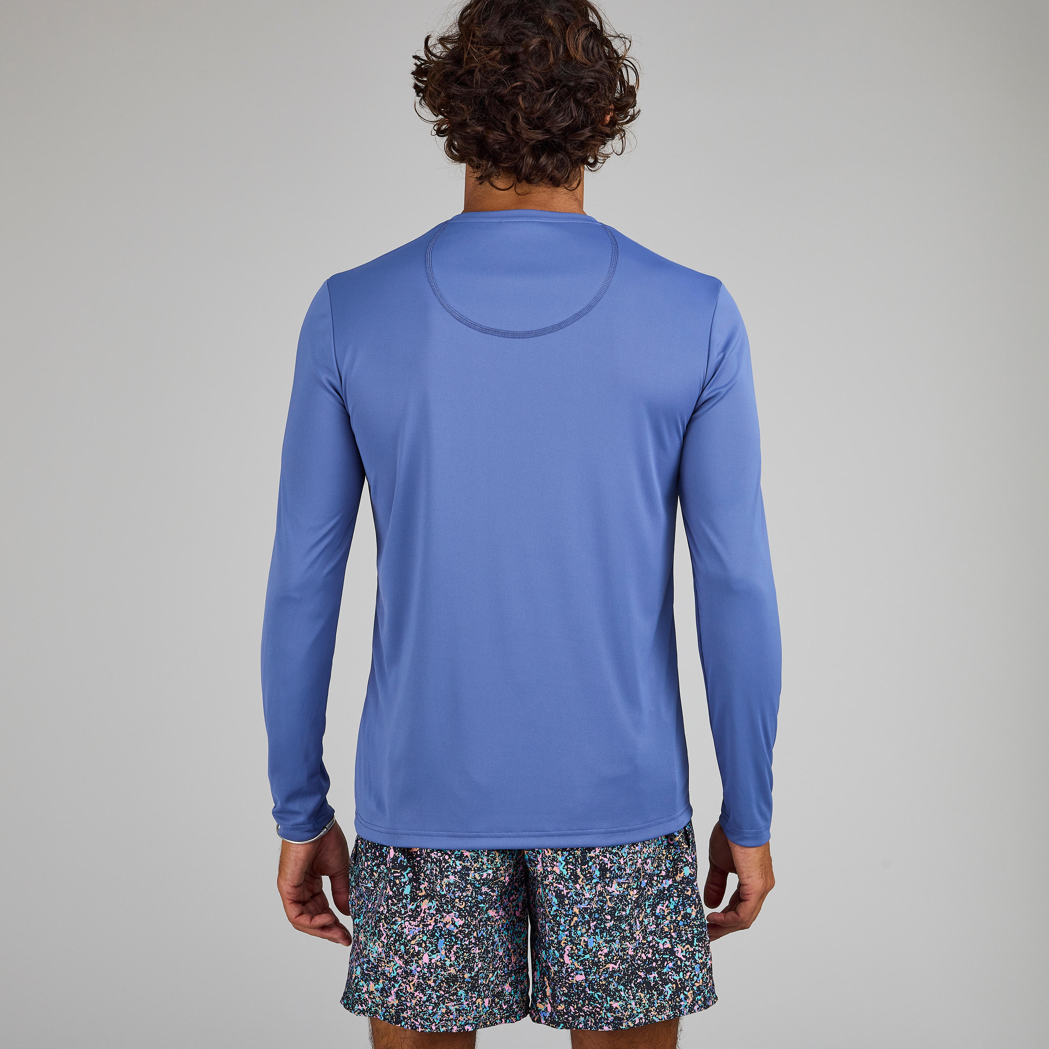 Uomo ACQUA TEE SHIRT top anti UV surf manica lunga Blu