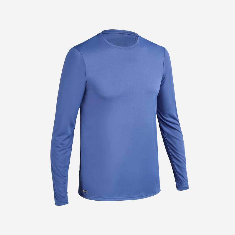 Uv-werend zwemshirt met lange mouwen heren blauw