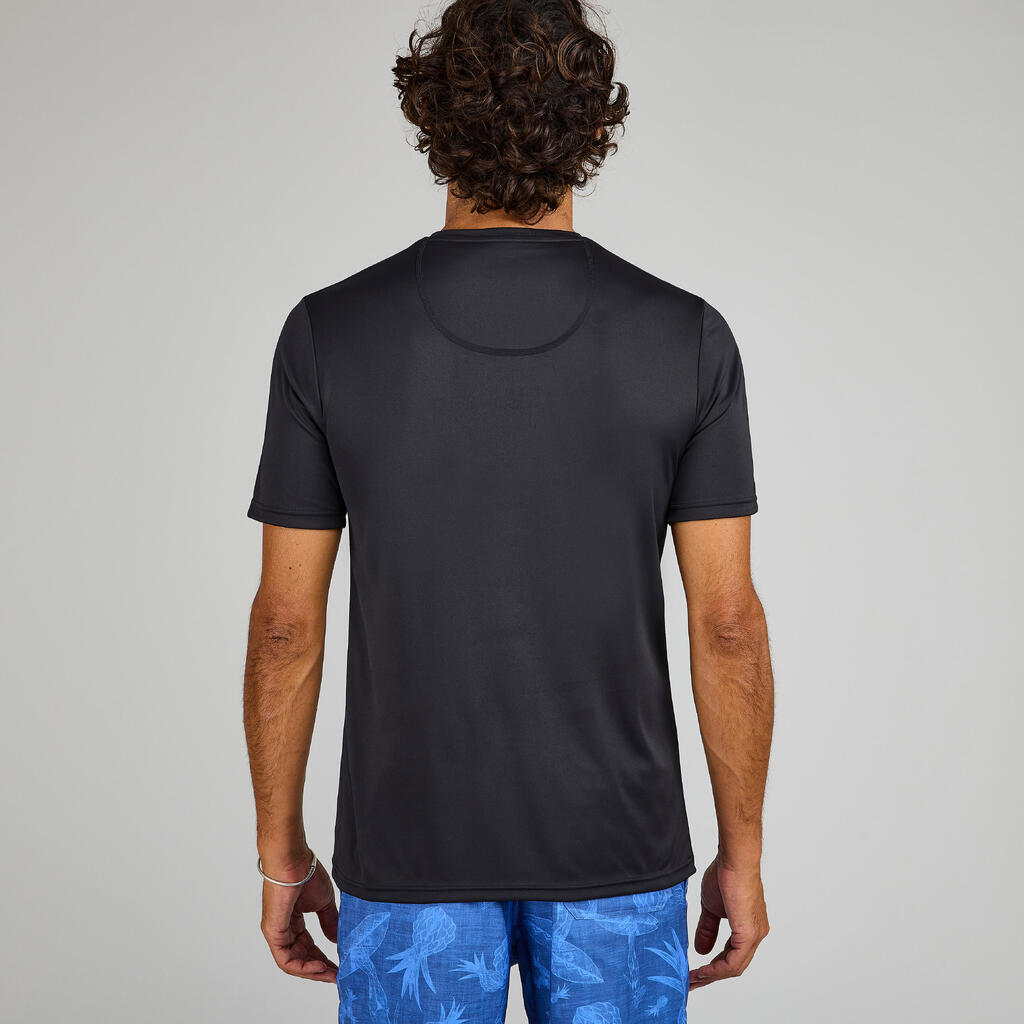 Pánske tričko na surfovanie s ochranou proti UV a krátkym rukávom čierne