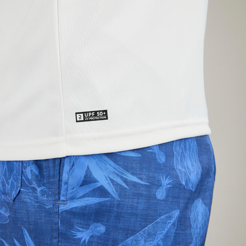 Pánské tričko s krátkým rukávem s UV ochranou ekologicky vyrobené Water bílé