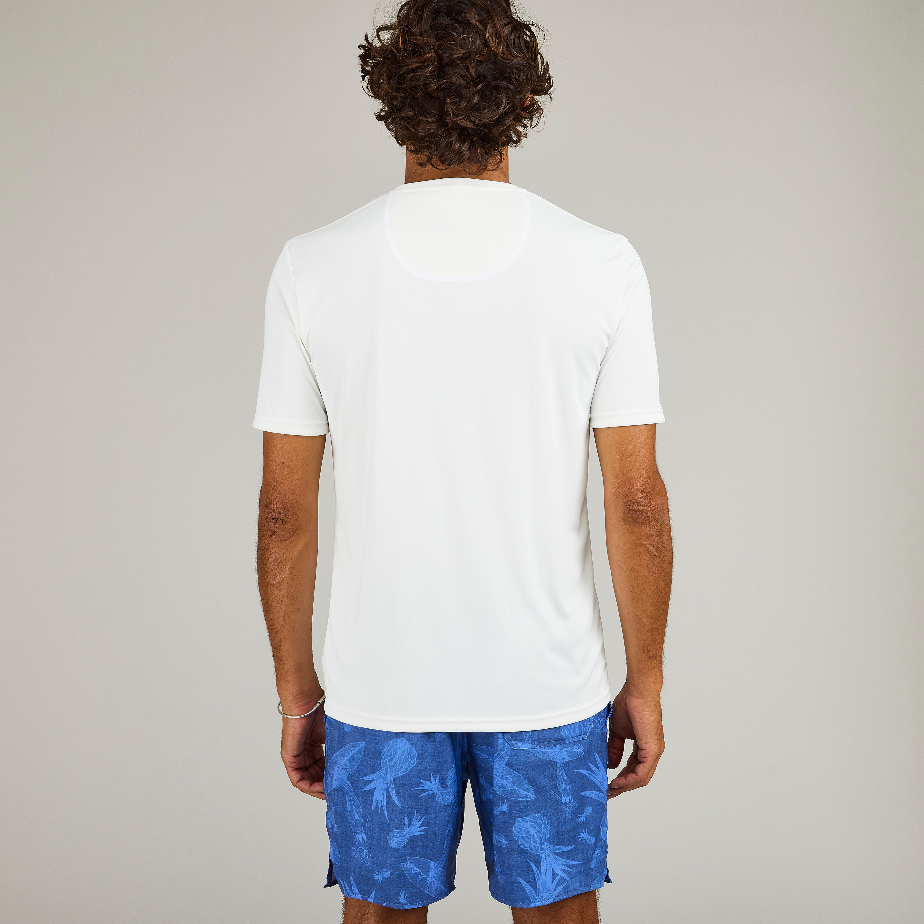 Uomo ACQUA TEE SHIRT top anti UV surf manica corta Bianco