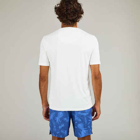 חולצת גלישה eco קצרה לגברים עם הגנה מקרינת UV לבן