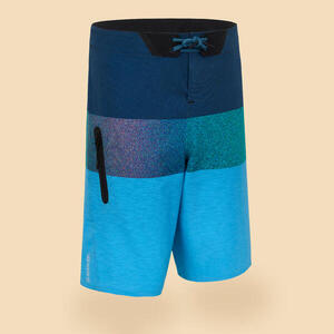 Bañador Niño Surf Olaian 900 tricolor azul