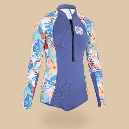 Vestido de Baño Manga Larga Lucy 500 Azul Tormenta - Decathlon