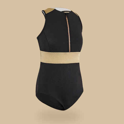 
      Jednodijelni kupaći kostim Calysta 900 za djevojčice zlatno-crni 
  