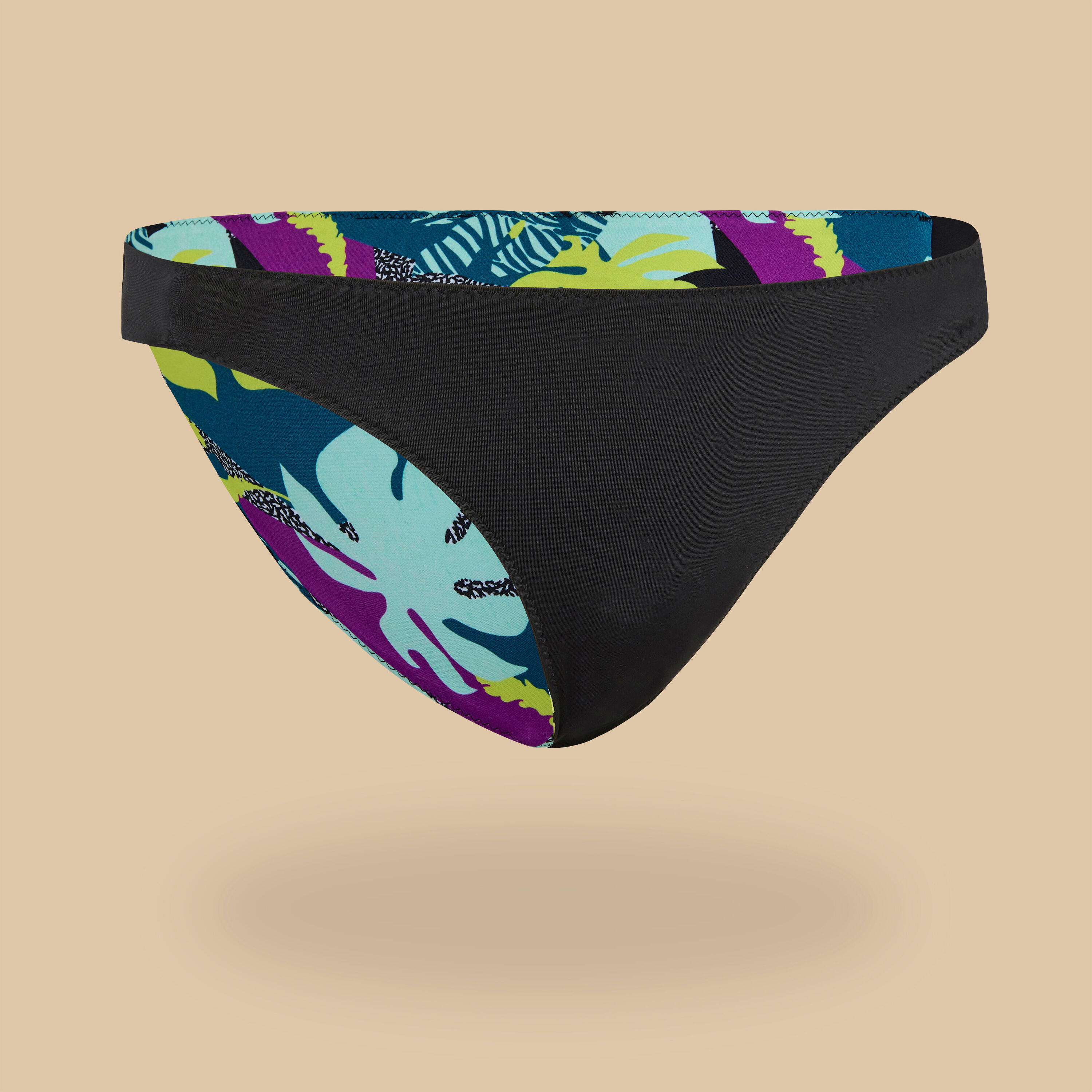BAS DE MAILLOT DE BAIN REVERSIBLE FILLE 500 NOIR 4/6