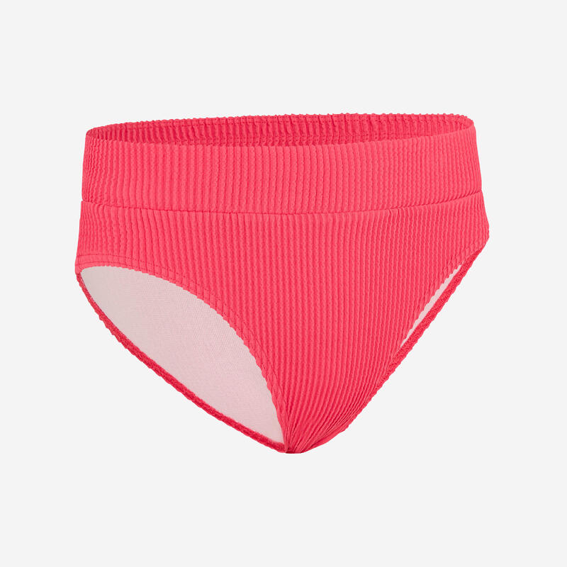 CUECA DE BIKINI CINTURA ALTA 500 FRAMBOESA MENINA