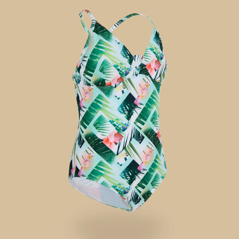 MAILLOT DE BAIN 1 PIECE TRIANGLE FILLE 500 VERT