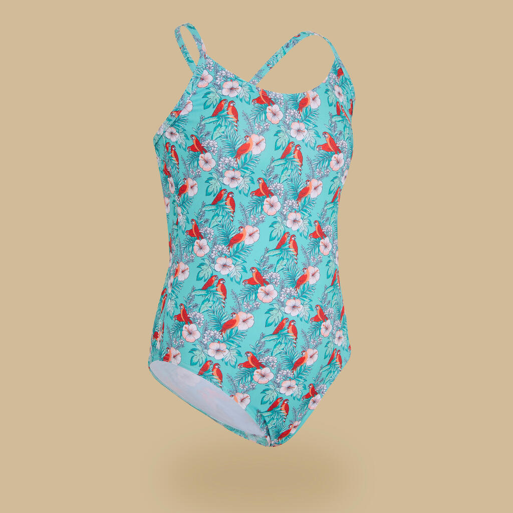 MAILLOT DE BAIN 1 PIECE FILLE 100 TURQUOISE COCO