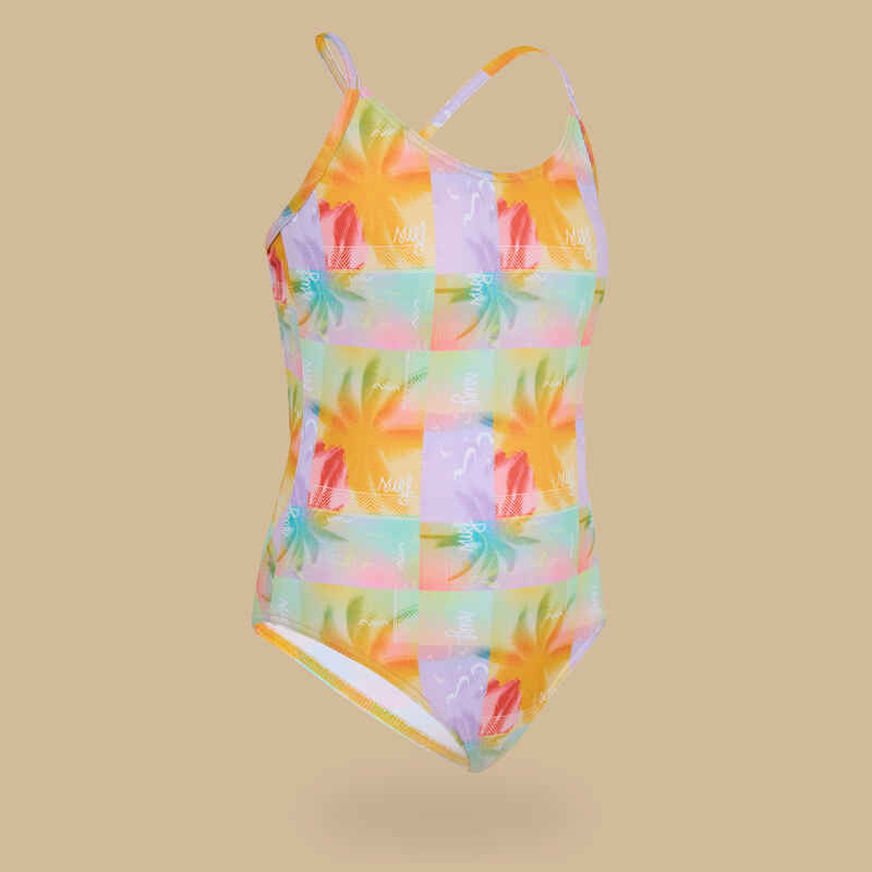 GIRL'S MIXLIFE ONE-PIECE SWIMSUIT 100 YELLOW