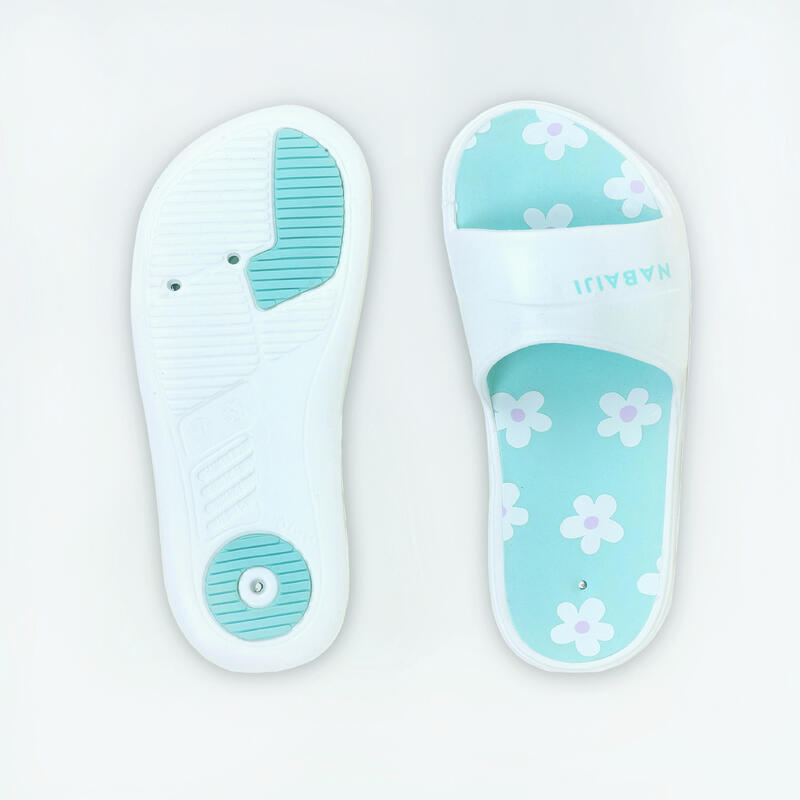 Chanclas Piscina Slap 500 Niños Print Flor Blanco