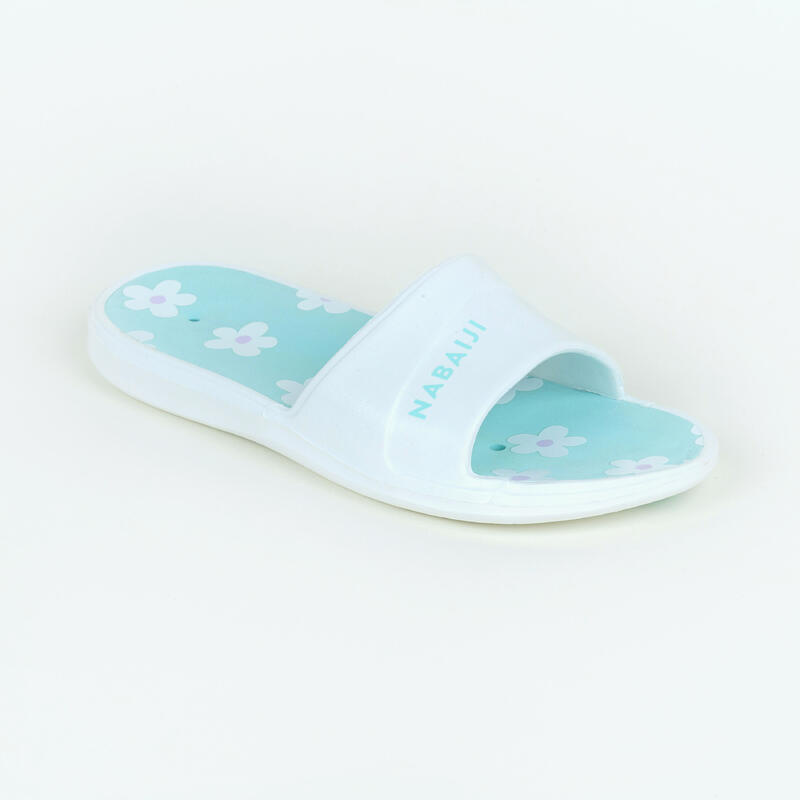 Chanclas Piscina Slap 500 Niños Print Flor Blanco