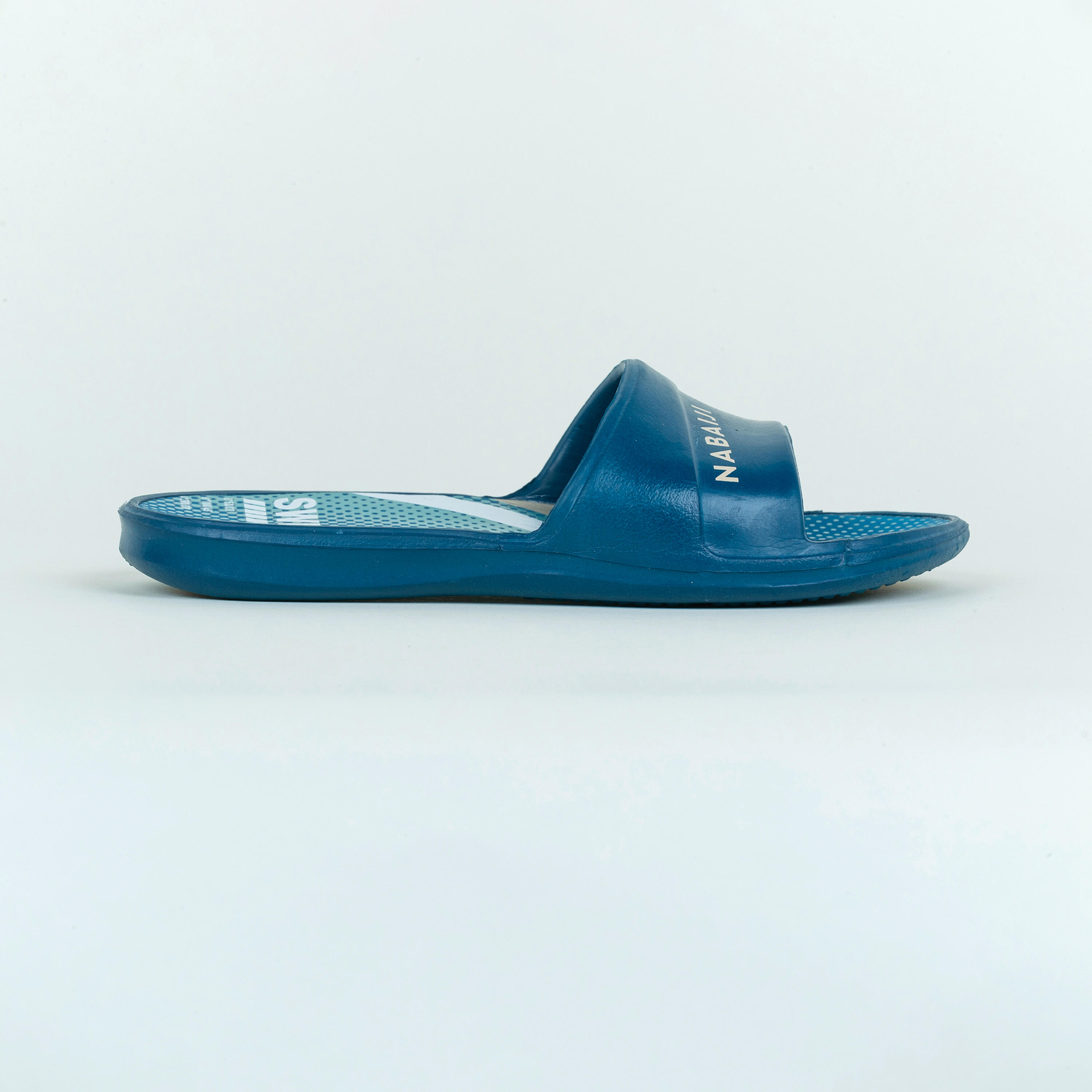 Kids pool sandals SLAP 500 swim blue PRINT 3/4
