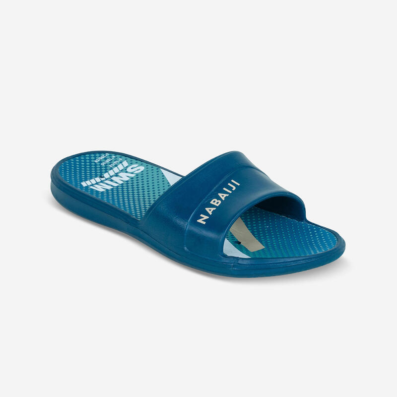 Papuci piscină SLAP 500 PRINT Swim Albastru Copii