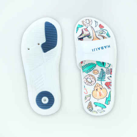 Kids pool sandals SLAP 500 Dino white PRINT