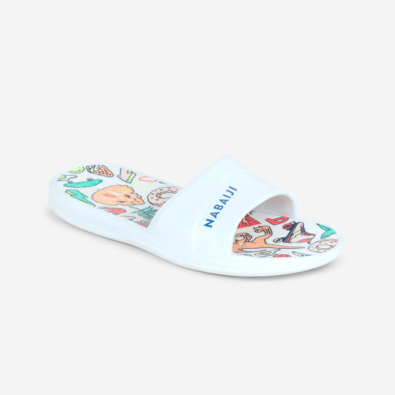 BADSLIPPERS VOOR KINDEREN SLAP 500 MARINEBLAUW MET PRINT