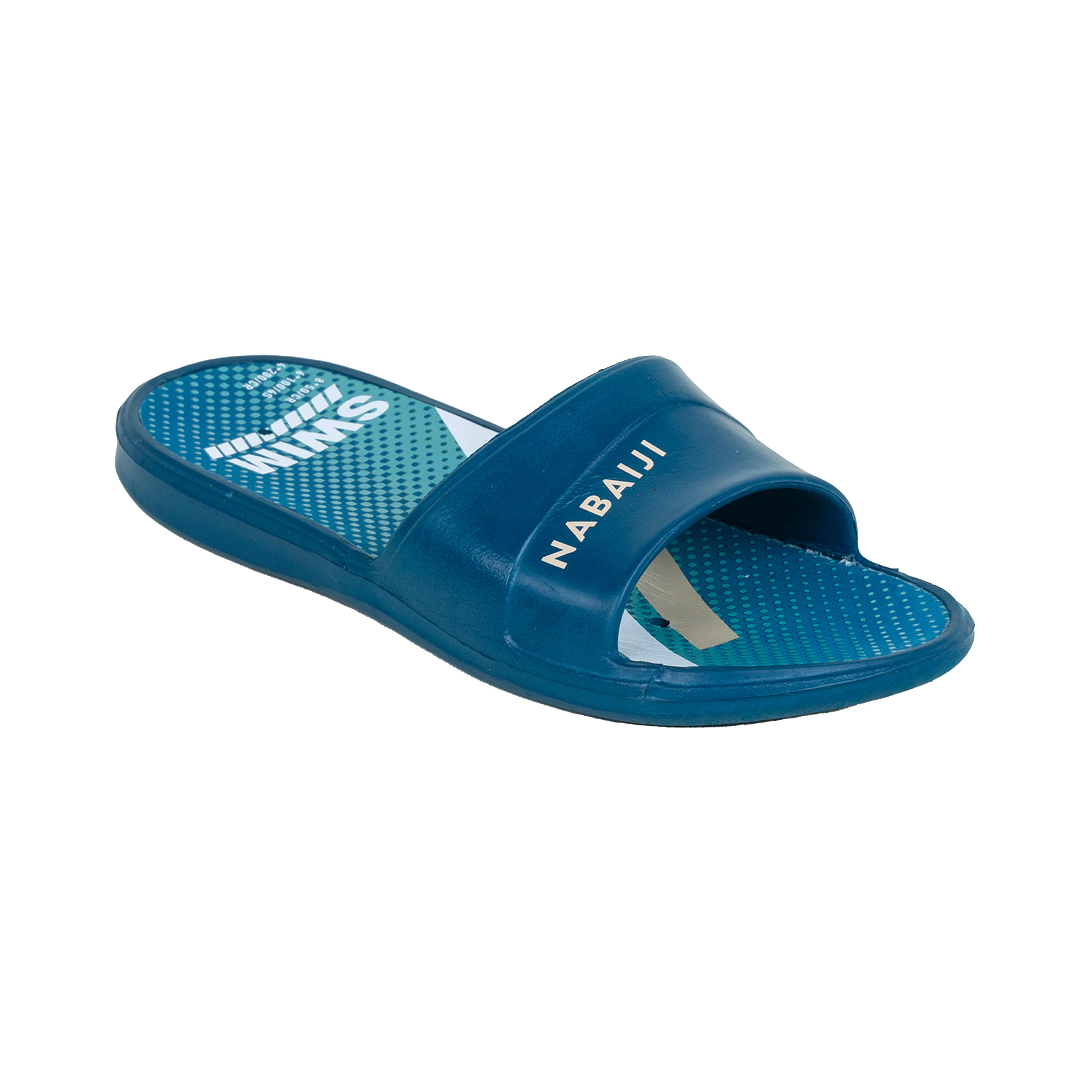 Kids pool sandals SLAP 500 swim blue PRINT 1/4