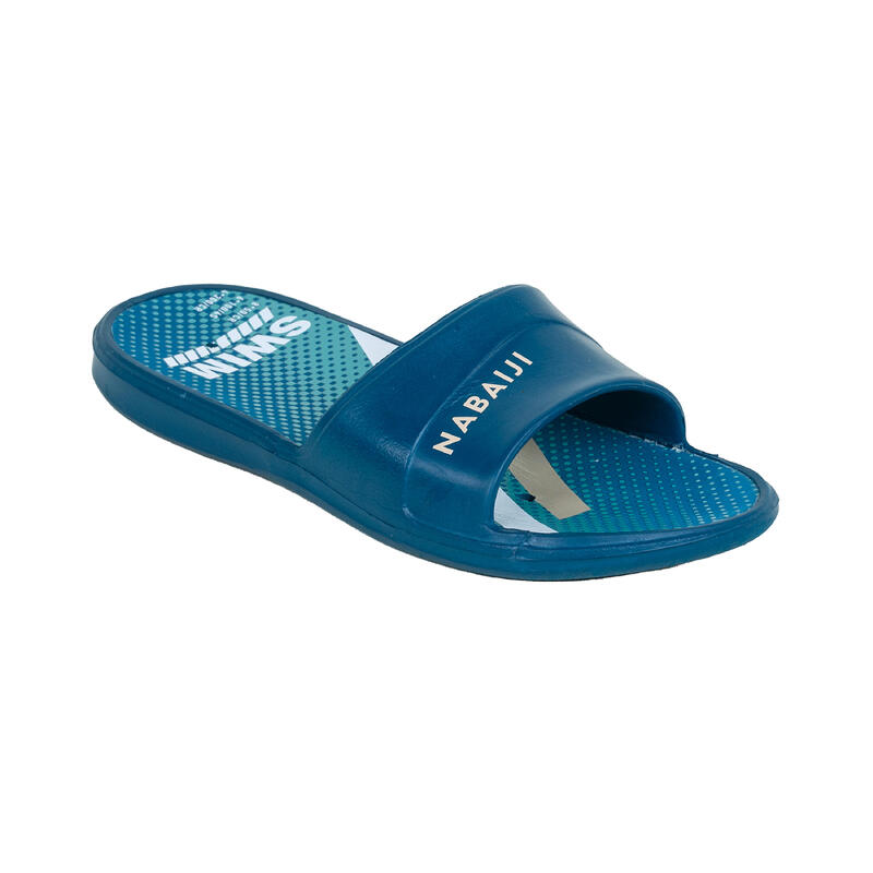 Papuci piscină SLAP 500 PRINT Swim Albastru Copii