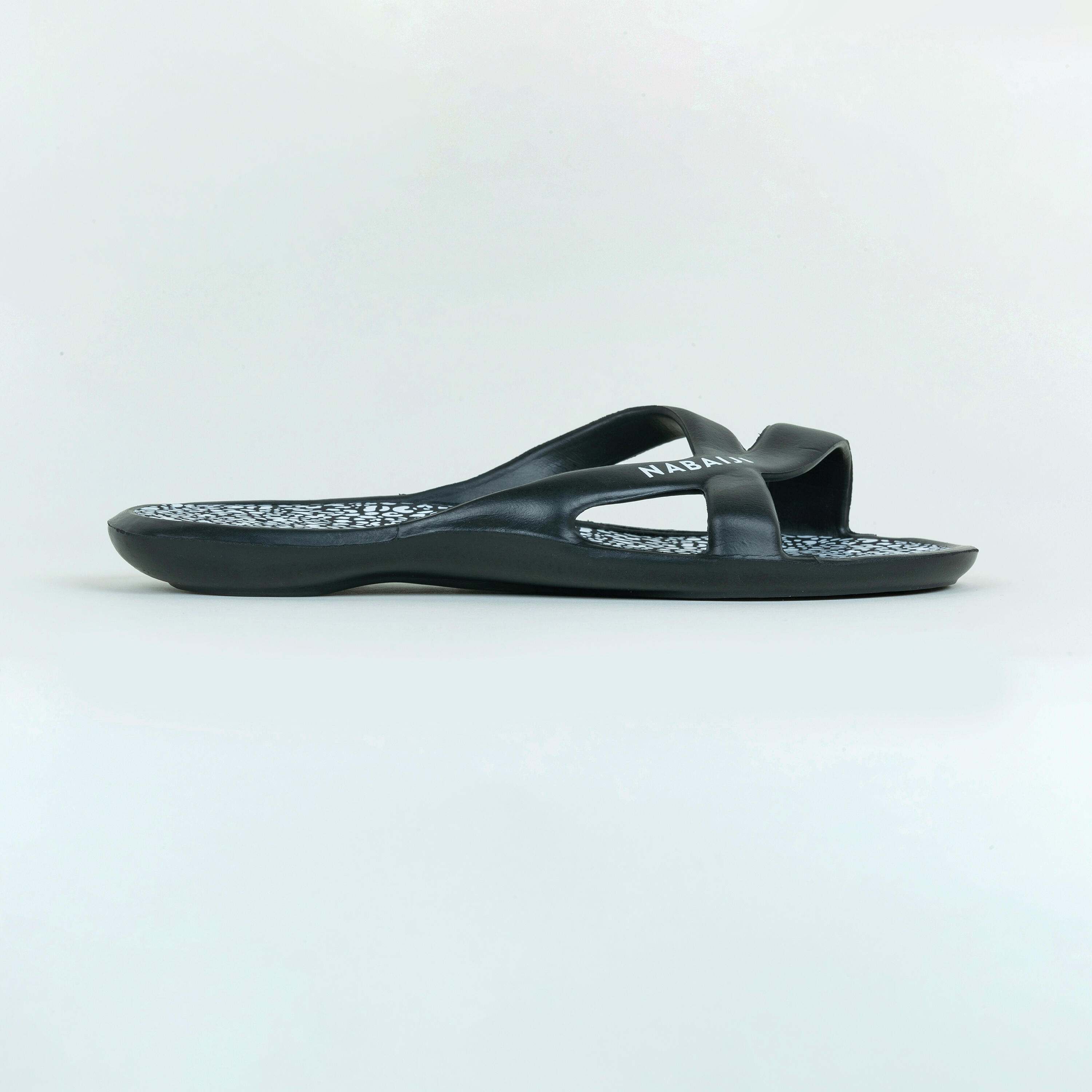Women's Pool Sandals - 500 Lea Black/White - NABAIJI