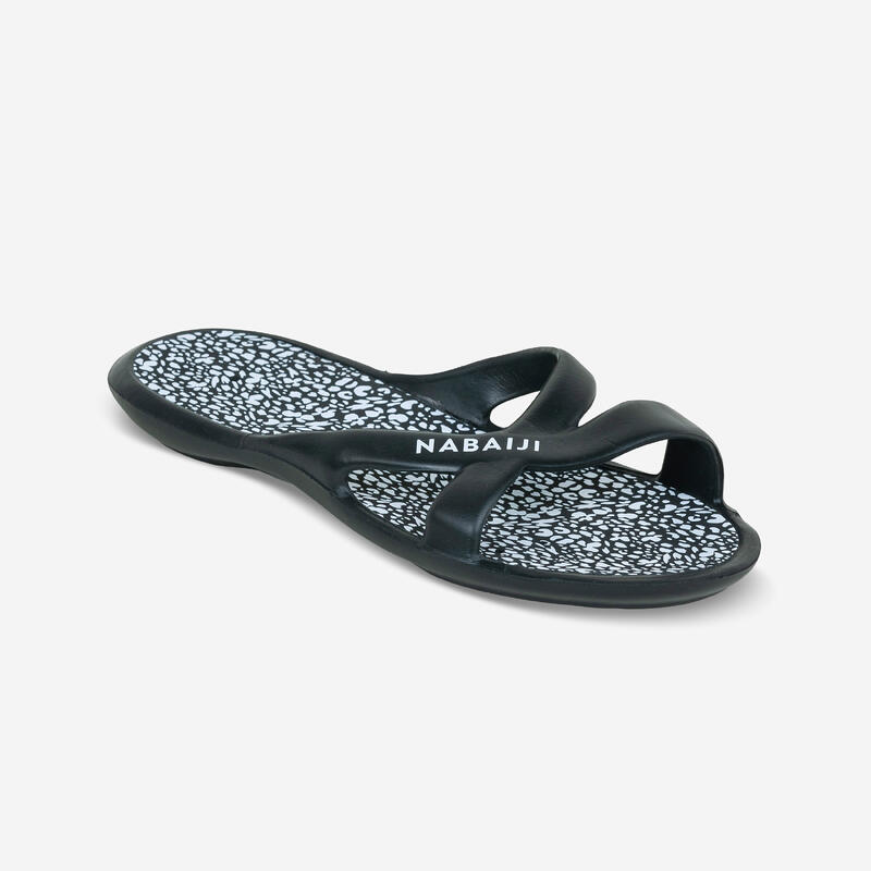 Crno-bele ženske papuče za bazen 500 LEA