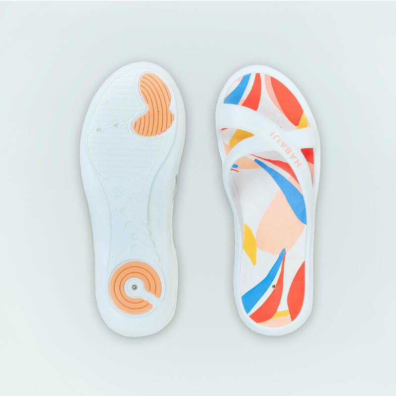 Women's pool sandals Slap 500 Lea white beige