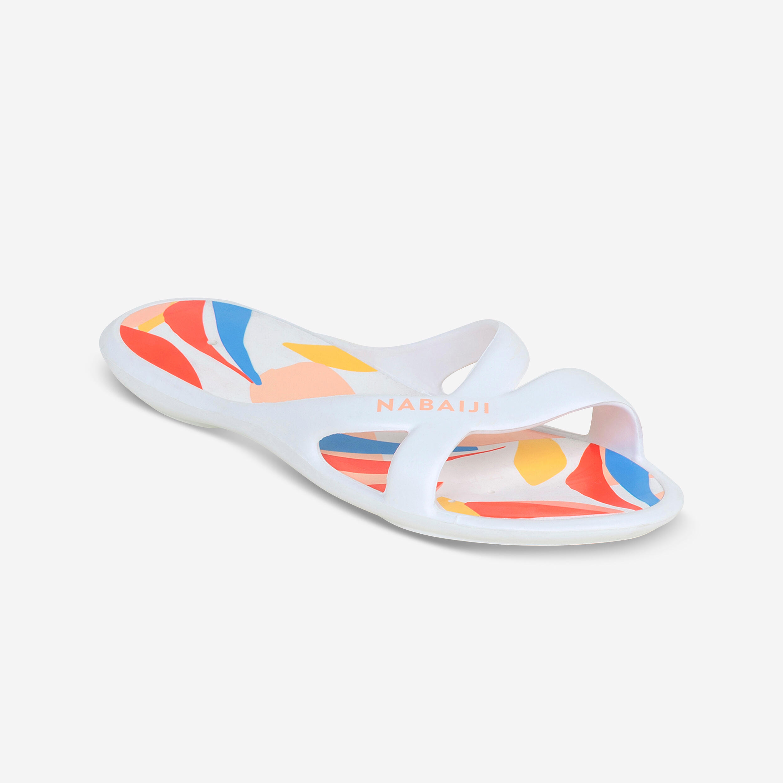 NABAIJI Women's pool sandals Slap 500 Lea white beige