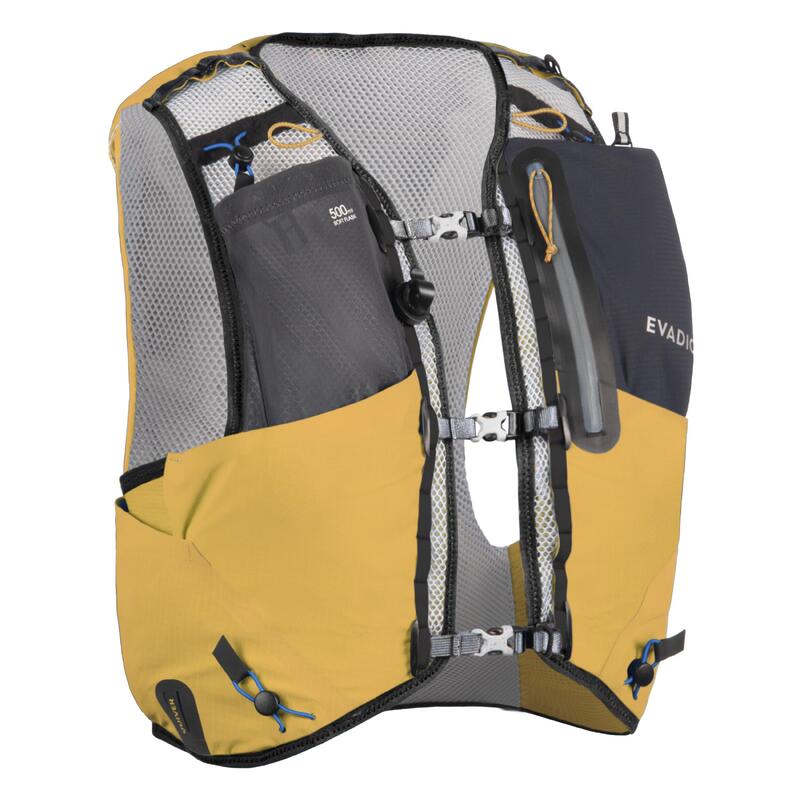 TRAIL RUNNING BAG 10 L UNISEX YELLOW - SOLD WITH WATER BLADDER 1 L