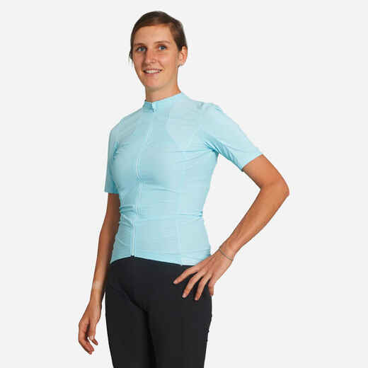 
      Majica kratkih rukava za brdski biciklizam Race ženska plava
  
