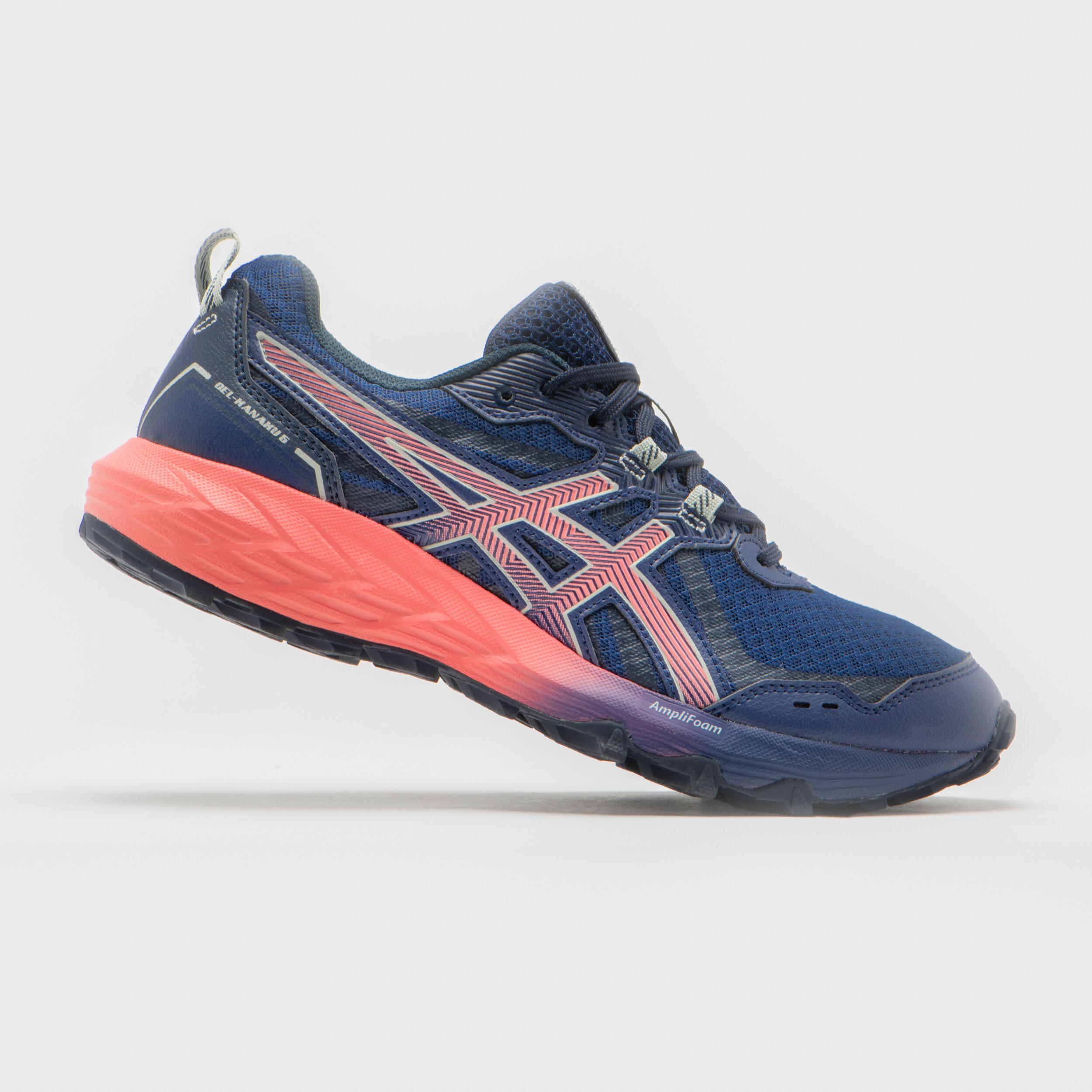 WOMEN'S ASICS GEL-KANAKU 5 TRAIL RUNNING SHOES - INDIGO BLUE/PAPAYA 2/13