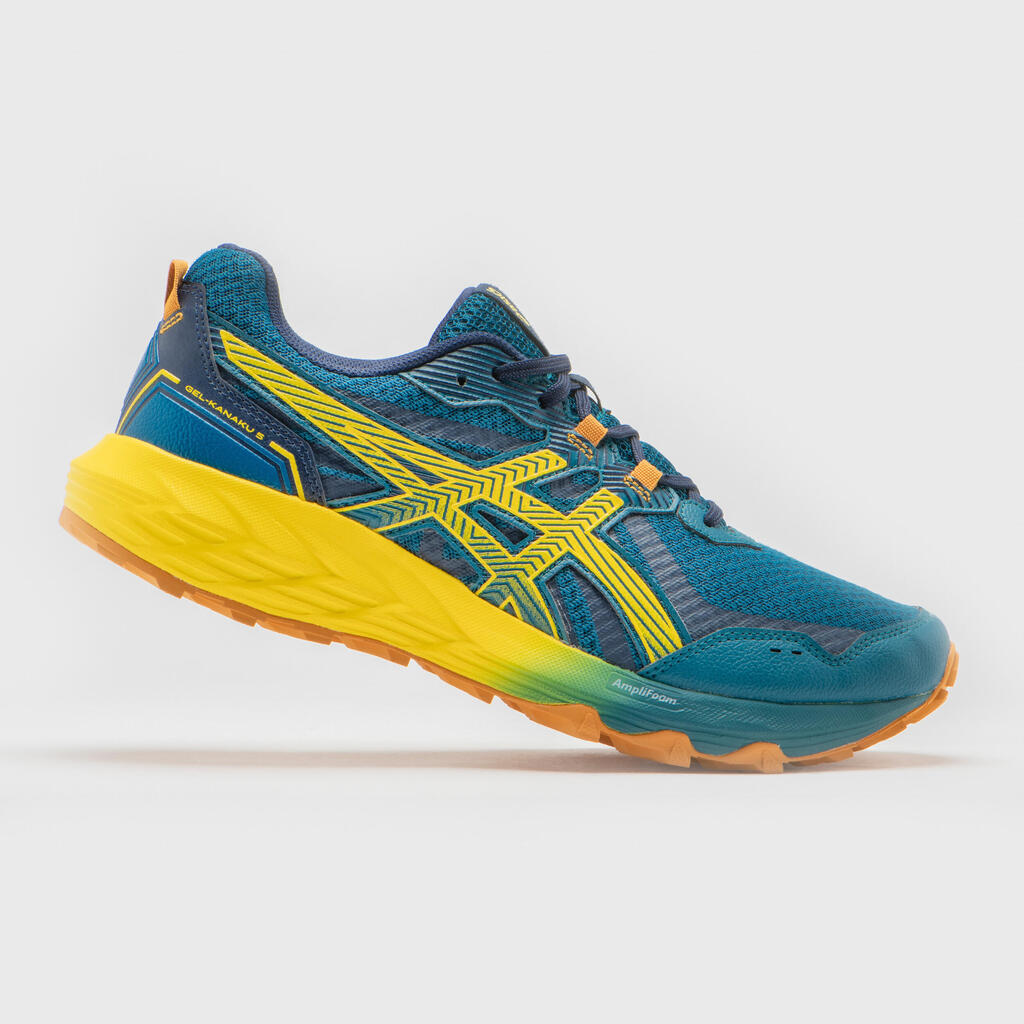 MEN'S ASICS GEL-KANAKU 5 INK TEAL TRAIL RUNNING SHOES - GOLDEN YELLOW