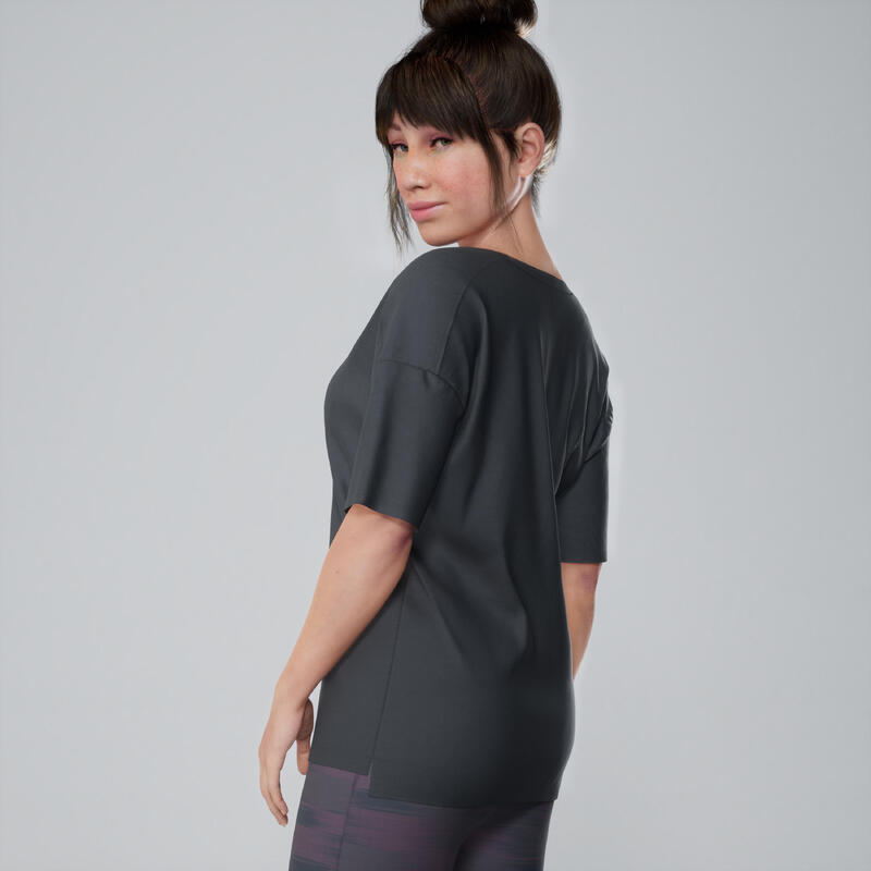 Camiseta fitness oversize Mujer Domyos gris