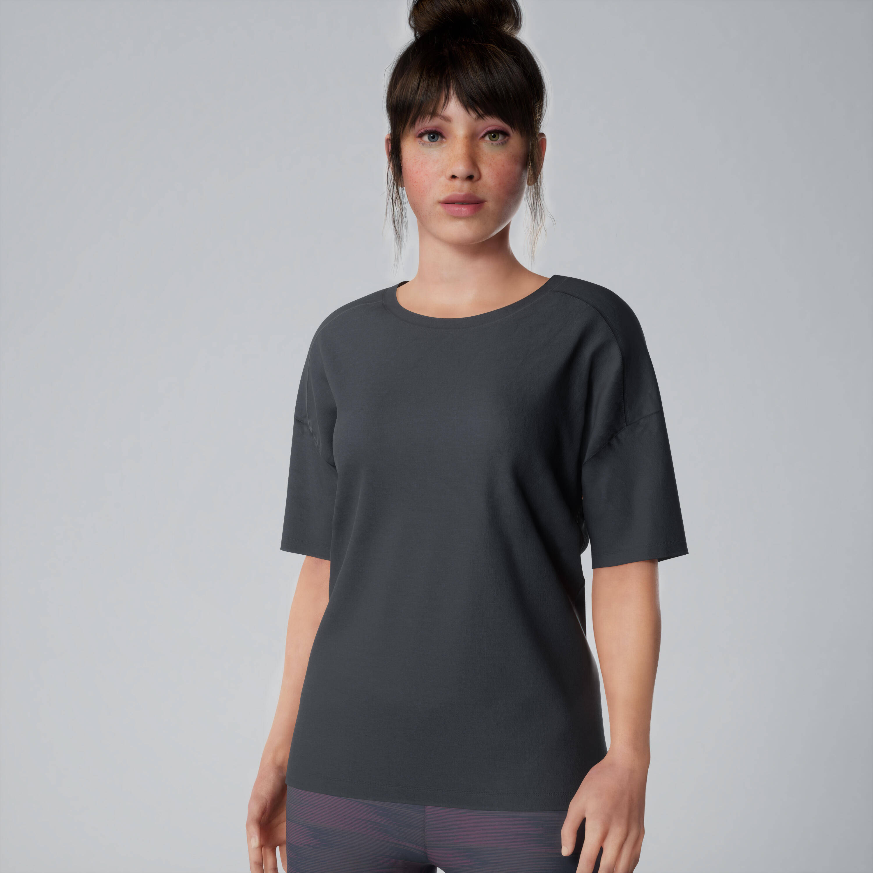 Women Gym Loose-Fit T-Shirt - Grey -  1