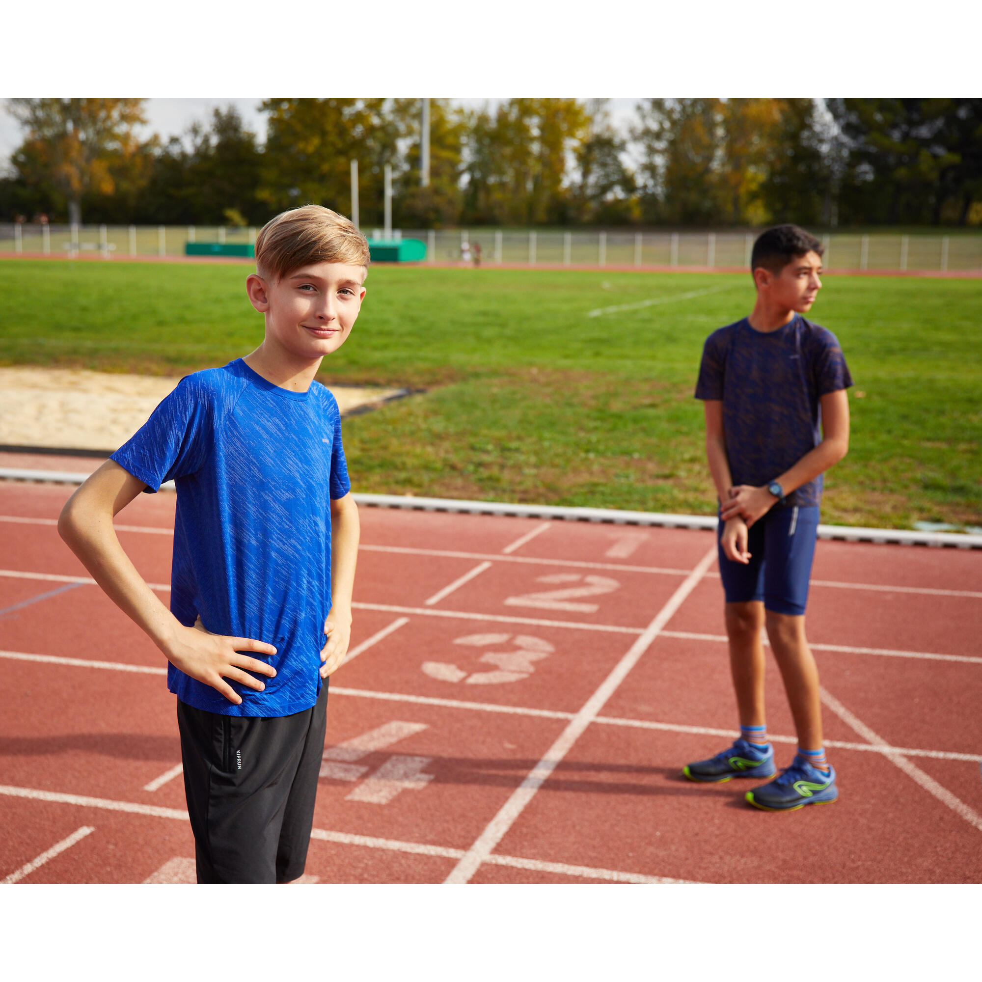 KIPRUN CARE children's seamless running T-Shirt - blue/indigo 11/13