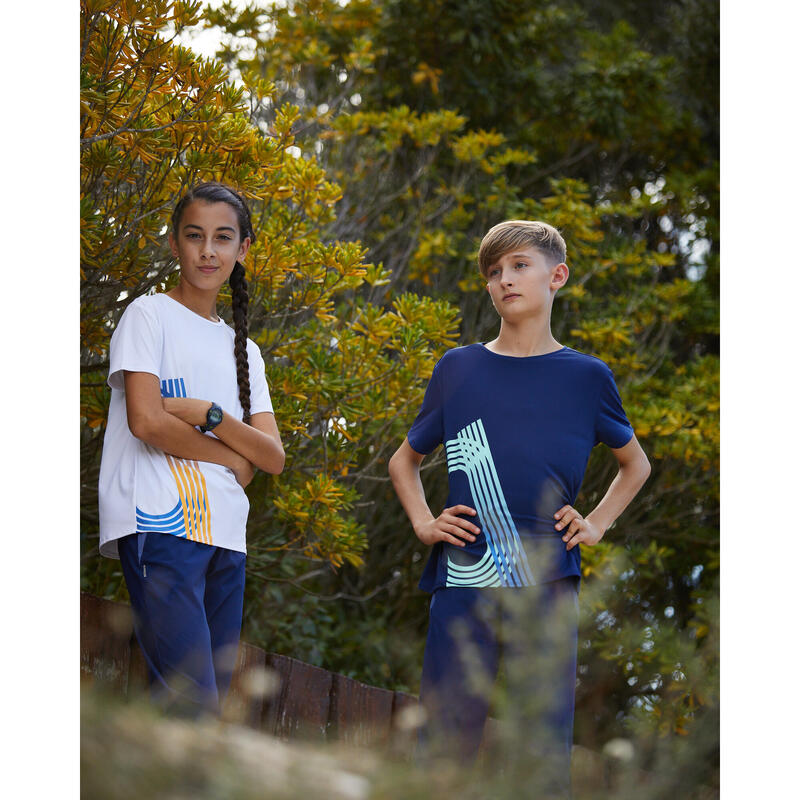 T-Shirt running respirant Enfant - KIPRUN DRY++ marine vert