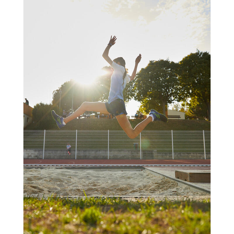 Calções de Atletismo respiráveis Menina - KIPRUN DRY + 2 em 1 azul marinho