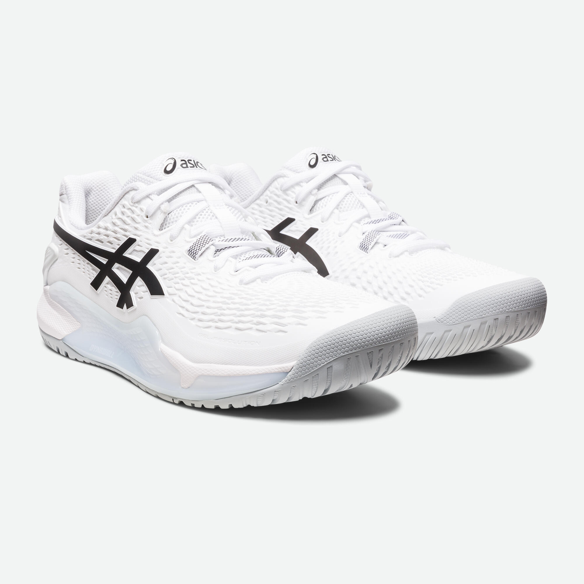 Men s Multicourt Tennis Shoes Gel Resolution 9 White Black ASICS Decathlon