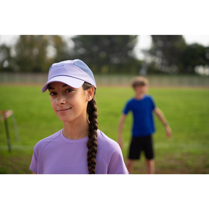 Ademende hardlooppet voor kinderen Run Dry lichtpaars/denimblauw