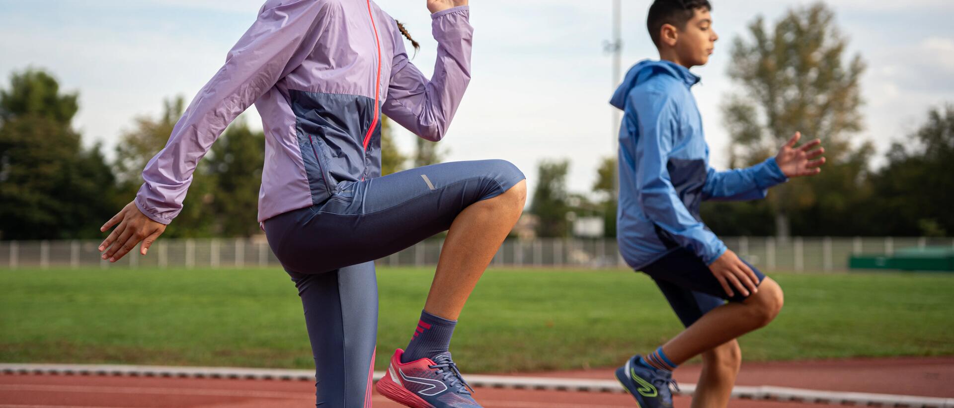 Two young kids exercising