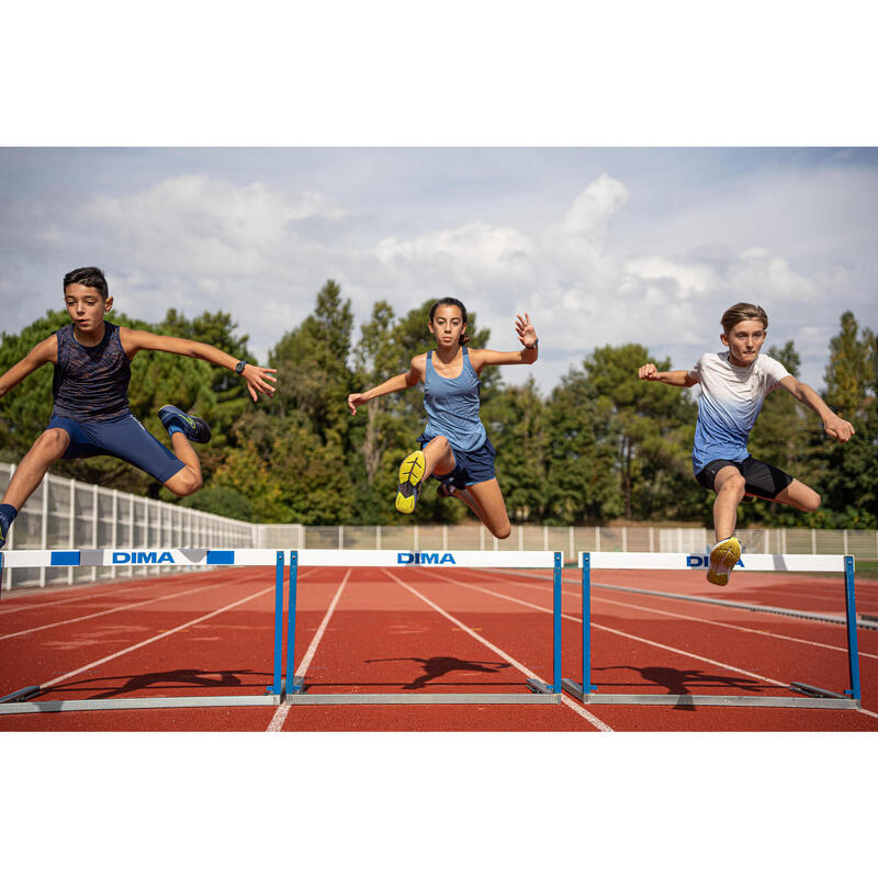 Calções de Atletismo respiráveis Menina - KIPRUN DRY + 2 em 1 azul marinho