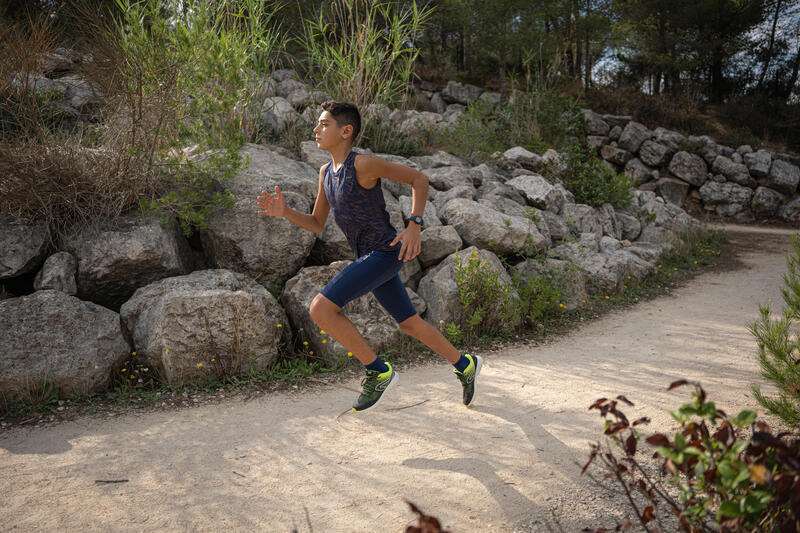 Legginsy do biegania krótkie dziecięce Kiprun Dry+.