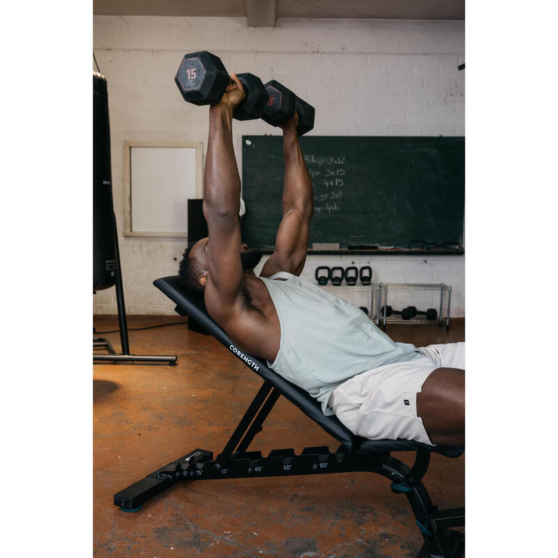 Haltères de cross training et musculation 15 kg - dumbbell hexagonale noire