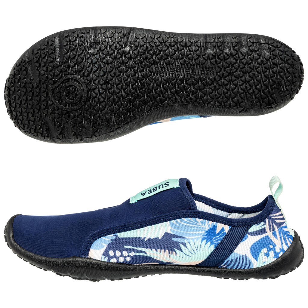 Pieaugušo elastīgi ūdens apavi “Aquashoes 120”, ar lapu apdruku un melnu zoli
