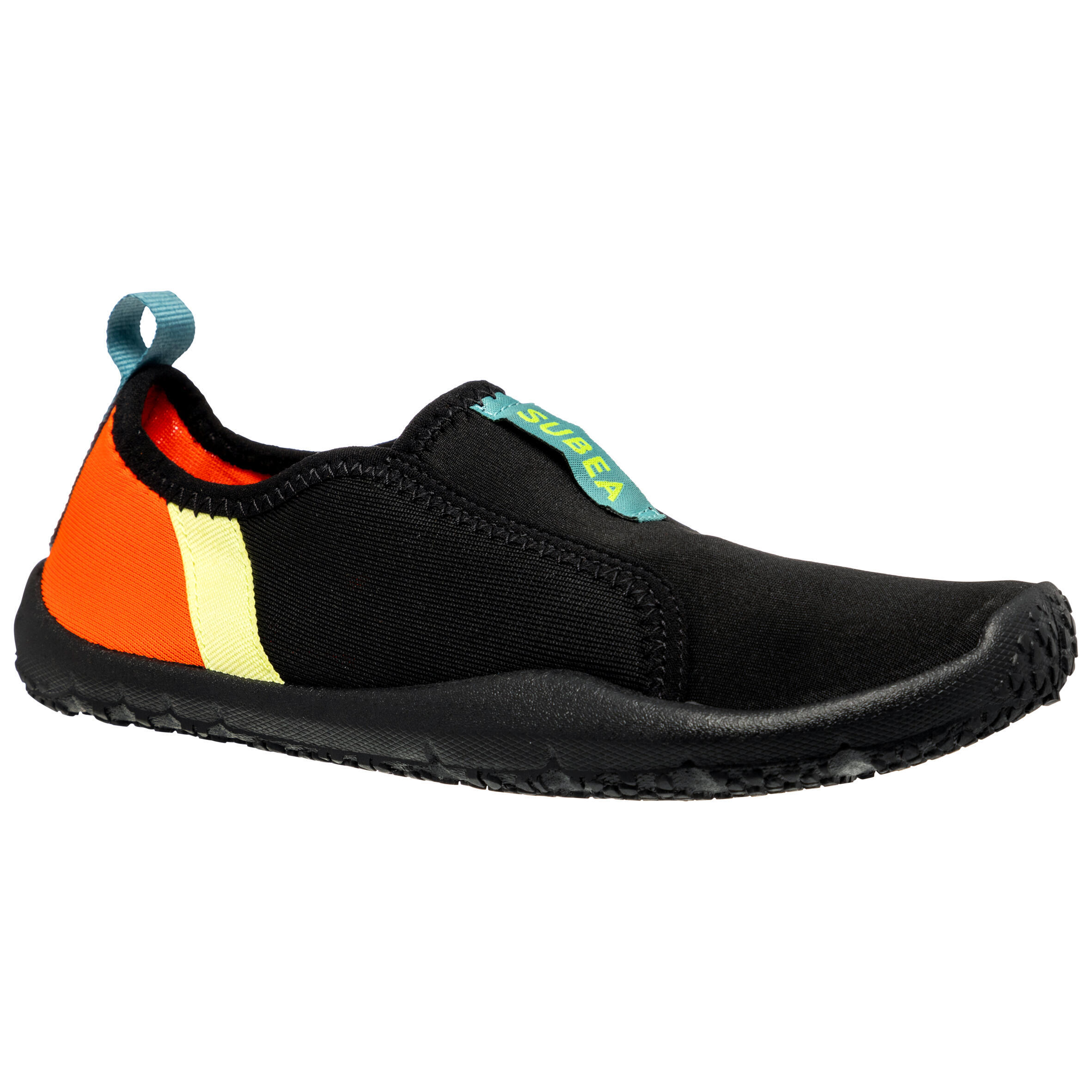 SUBEA Kid's elasticated aquashoes - Aquashoes 120 black orange