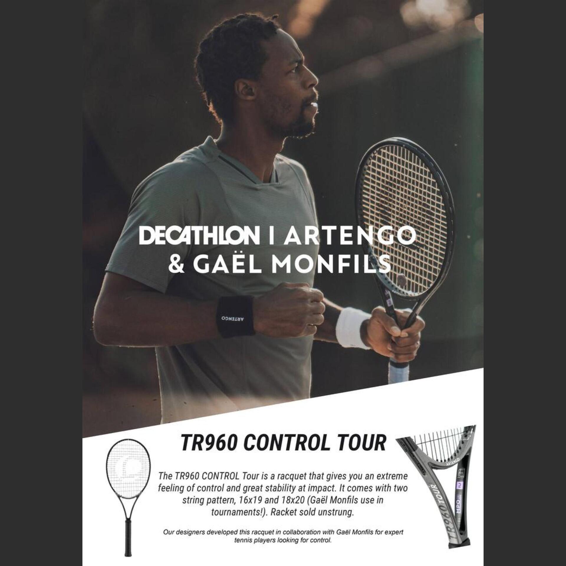 Adult Tennis Racket Control Tour TR960 16x19 Unstrung - Grey