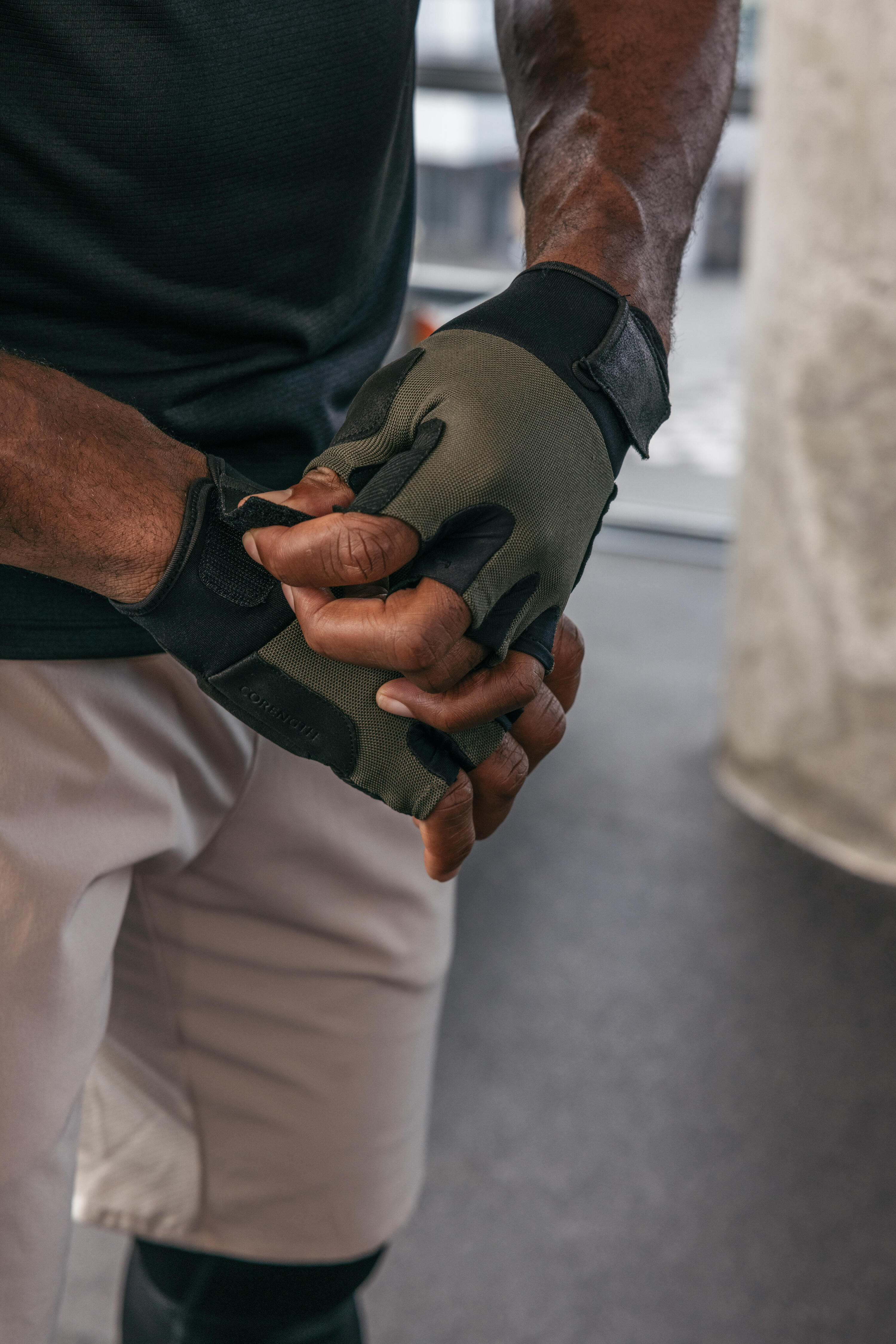 Gants musculation confort - Kaki 7/9