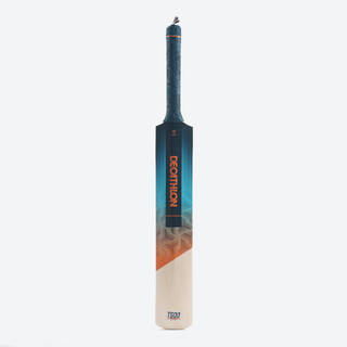 Kids Poplar Wood Cricket Bat Size 4,5 Soft & Medium for Tennis Ball T500 Power - Turquoise & Orange