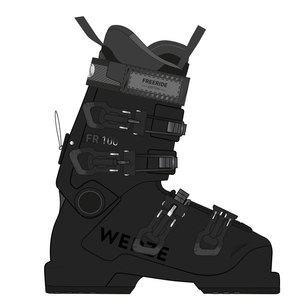 ADULT ALPINE FREERIDE FREE TOUR SKI BOOTS WEDZE FR500 LOWTECH FLEX 100