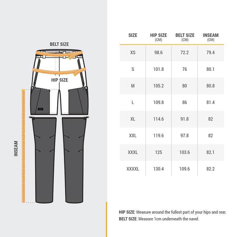 Pantalon modulable 2 en 1 de trek montagne - MT500 noir - Femme