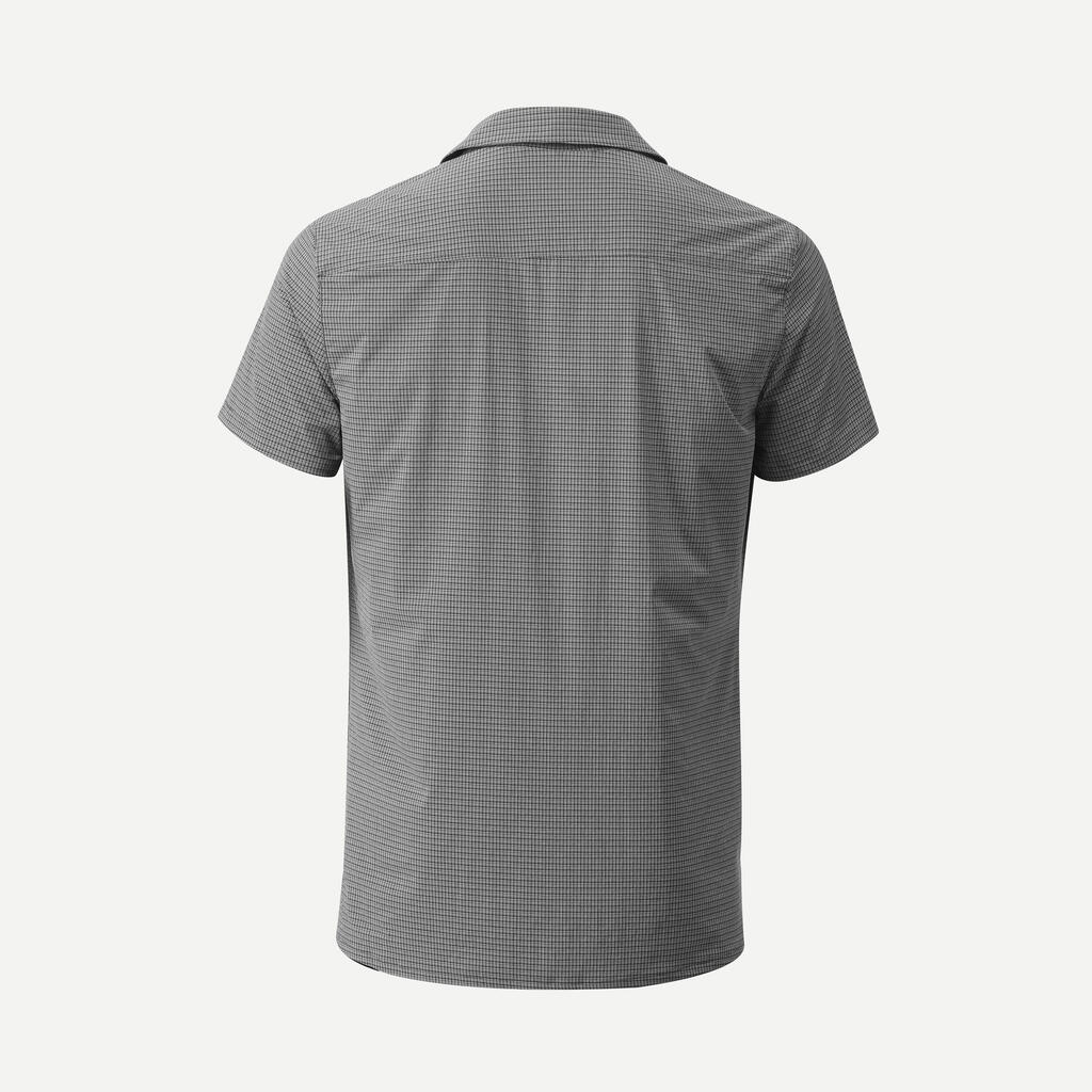 MEN’S SHORT-SLEEVED TREKKING SHIRT TRAVEL 500 STRETCH GREY